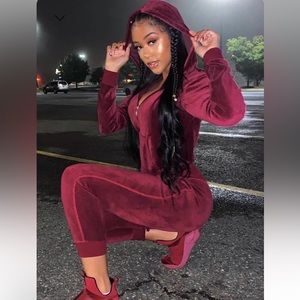 The Original Trendsetter Velour Set- Burgundy